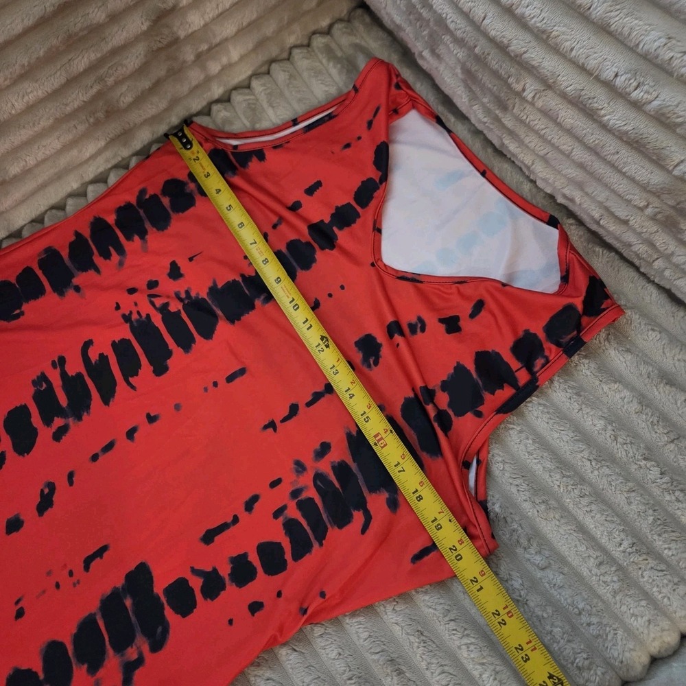 Womens XL Red Black Abstract Pattern Maxi Dress Sleeveless V-Neck Long - Picture 3 of 10